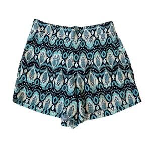 Wildfox High Waist Psychedelic Teal Blue Black Pull On Shorts Viscose Small